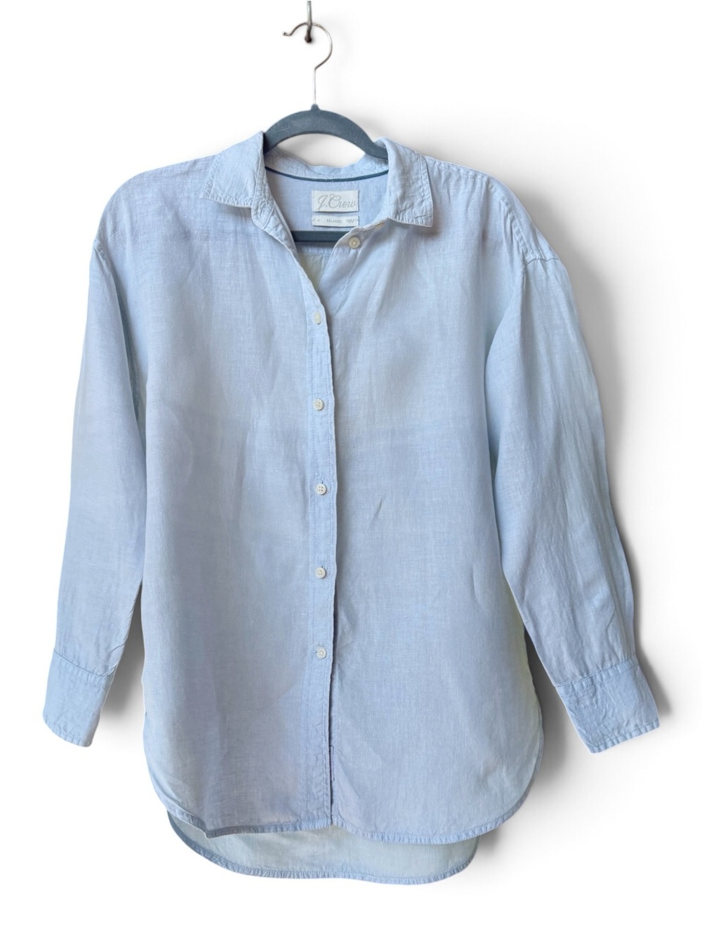 J. Crew Baird McNutt Irish Linen Dip Dyed Button Up Shirt • Chambray • Size 4